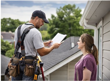 Roof inspection with homeowner